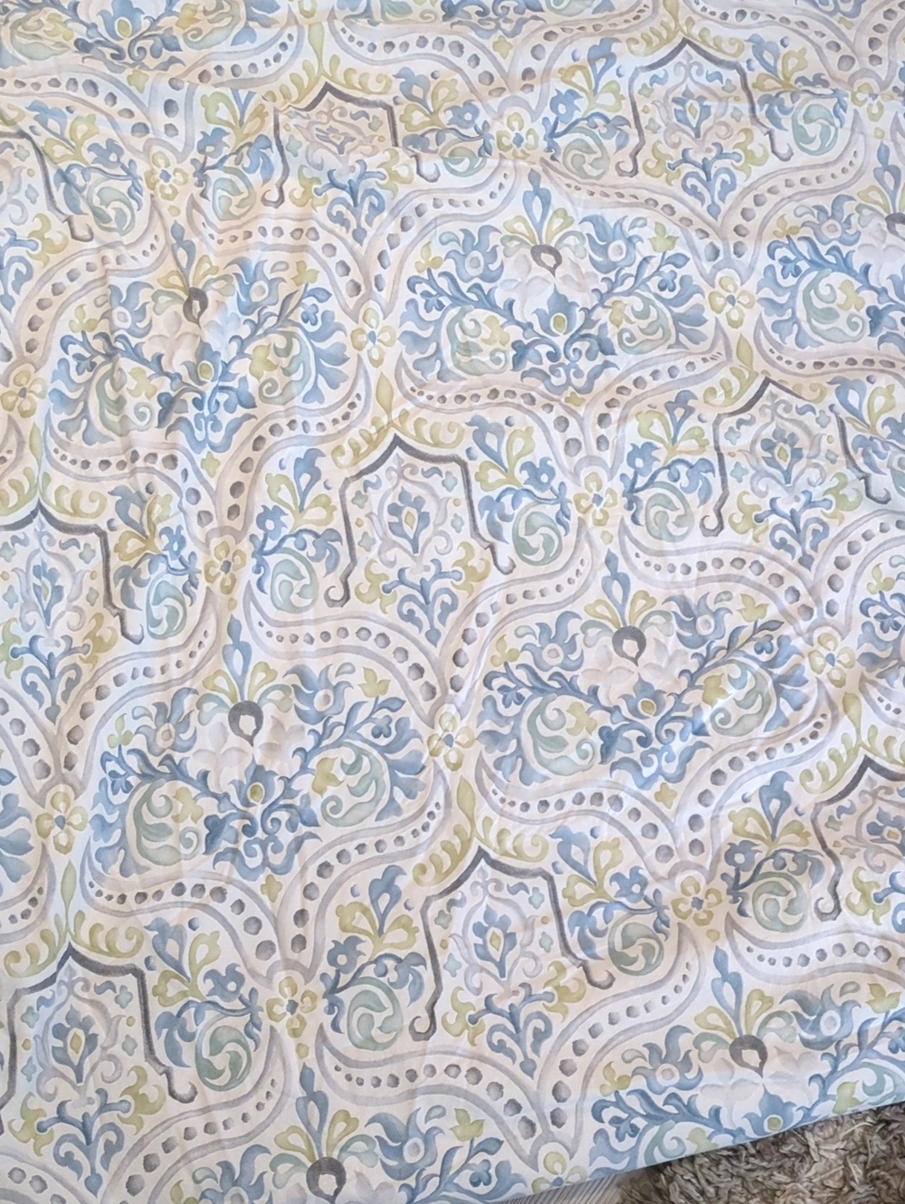 Pottery Barn King Duvet Cover 2 PCs Jessie Scroll Blue Green Organic Cotton - Picture 11 of 12